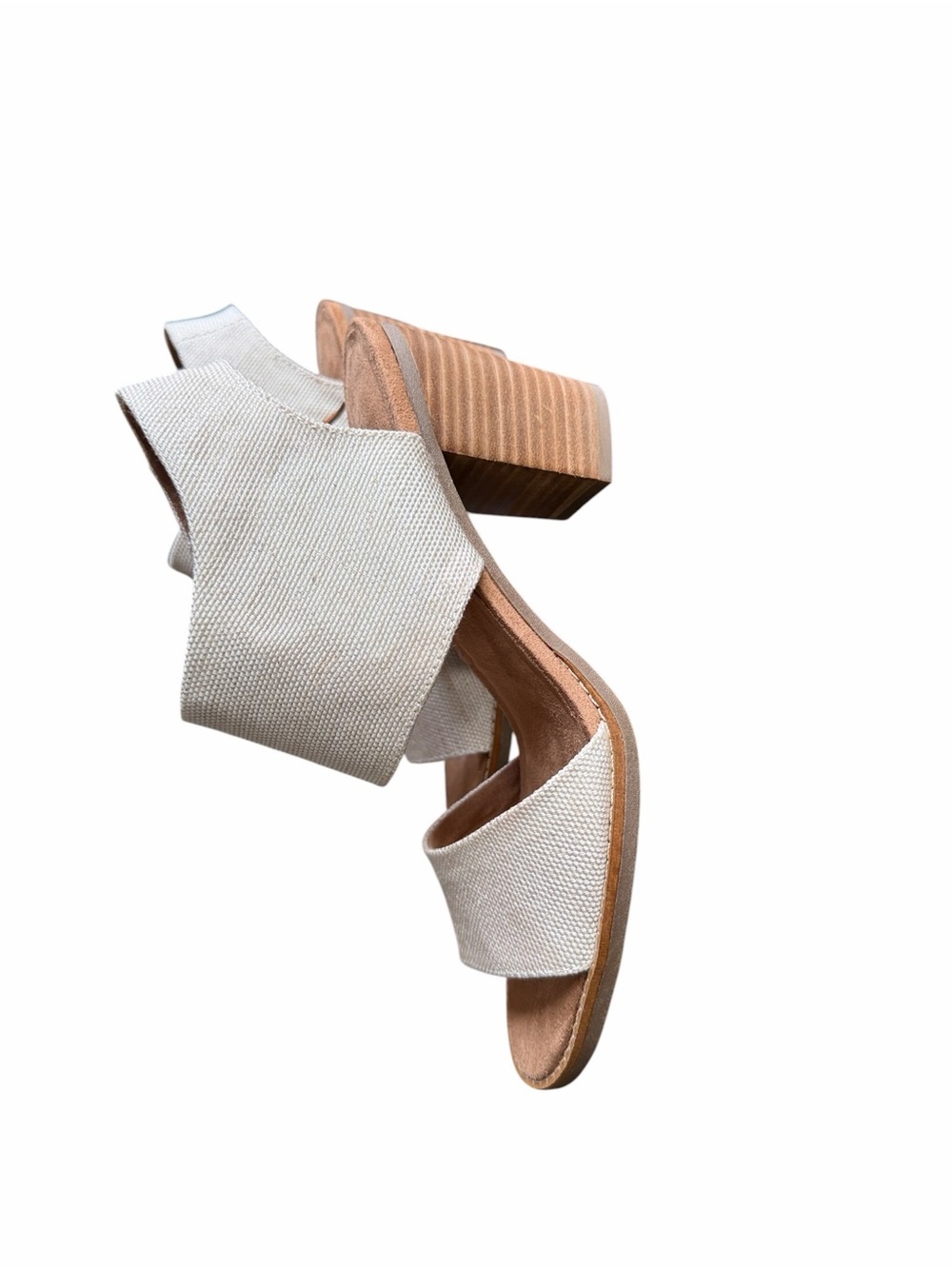 TOMS Majorca Sandal Cream Linen Block Heel Sandals size 8.5 NWT - Picture 9 of 12